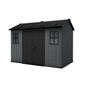 Keter 11’x7.5′ Newton Plus Side Entry Plastic Shed – Dark Grey
