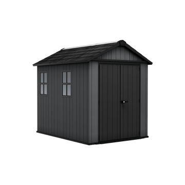 Keter 7.5’x9′ Newton Plus Front Entry Plastic Shed – Dark Grey