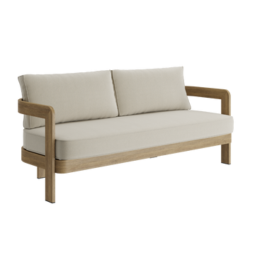 N3 Oak Three Seater Sofa Sand Canvas