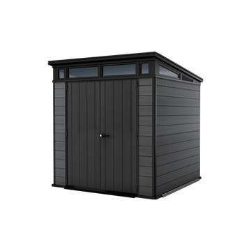 Keter 7’x 7′ Cortina Heavy Duty Plastic Pent Shed – Dark Grey-oakleysgardenmachine- Free shipping